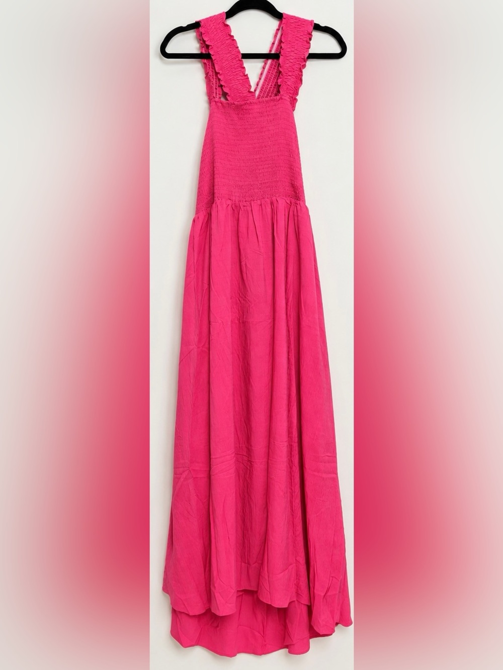 Davi & Dani Texture Crisscross Back Tie Smocked Maxi Dress Pink 3X NWT